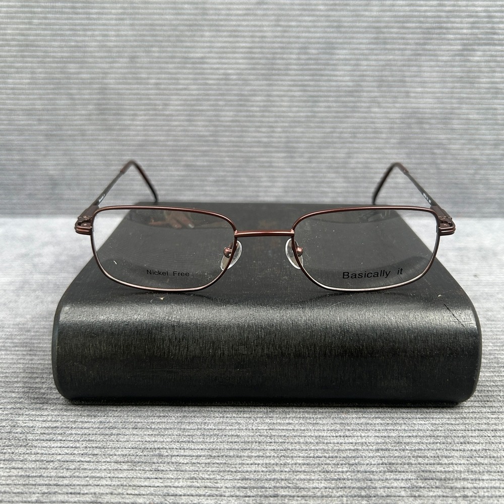 Basically It Y2k Eyeglasses Frames Burgundy Rectangular Nickel Free 50-19-140 C1